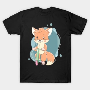 Cute and Smart Cookie Sweet fox riding on a scooter cute baby outfit T-Shirt